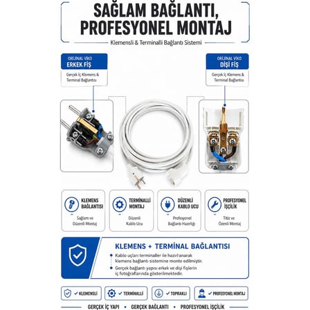 Viko Seyyar Uzatma Kablosu 1 Metre 3x2.5 mm Cca Kablo | Orijinal Viko Erkek Dişi Fiş | Klemensli Terminalli | Topraklı | Tse Ce Belgeli