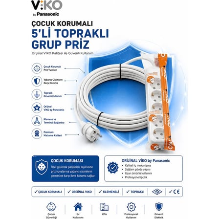 Viko 5'li Grup Priz Uzatma Kablosu 15 Metre 3x2.5 mm CCA Beyaz Topraklı Çocuk Korumalı