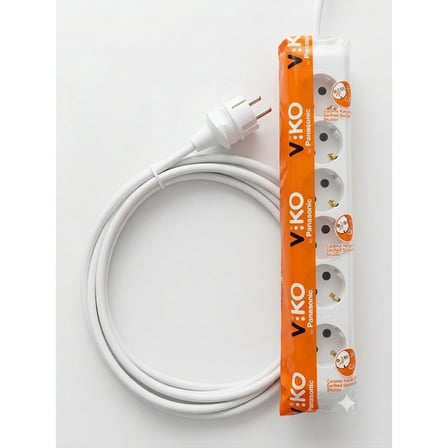 Viko 6'Lı Grup Priz 5 Metre - 3X1.5Mm   Bakır Öznur Kablolu Uzatma Kablosu Çocuk Korumalı & Ark Yapmaz