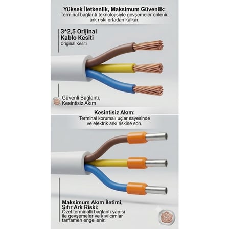 Viko 5'Li Grup Priz 5 Metre - 3X2.5Mm   Bakır Öznur Kablolu Uzatma Kablosu (İsıtıcı & Beyaz Eşya Uyumlu)