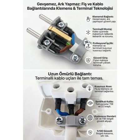 Viko 5'Li Grup Priz 5 Metre - 3X2.5Mm   Bakır Öznur Kablolu Uzatma Kablosu (İsıtıcı & Beyaz Eşya Uyumlu)