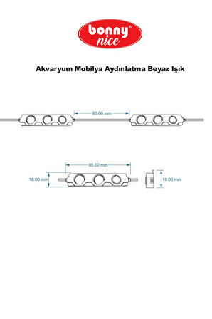 Akvaryum Dekoratif Modül LED Aydınlatma Beyaz Işık Anahtarlı 5'li