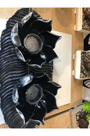 Dekoratif Yaprak Tabakta Lotus Mumluklar