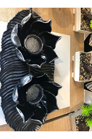 Dekoratif Yaprak Tabakta Lotus Mumluklar