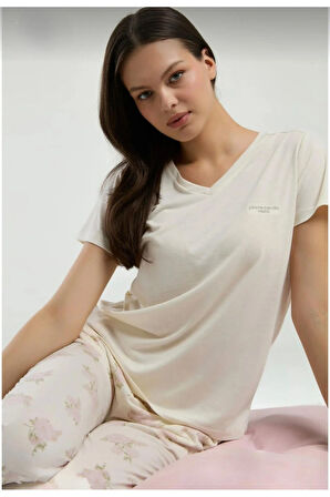 Kadın Kısa Kol Cepli Pijama Takım-9006