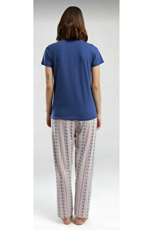 Kadın Kısa Kol Cepli Pijama Takım -8956