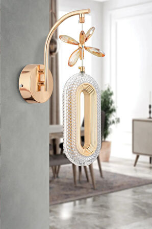 Nova Lighting Alfa Tekli Gold Kristal Taşlı Aplik 3 Renk Modu
