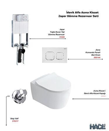 Alfa Asma Klozet , Japar Gömme Rezervuar Set