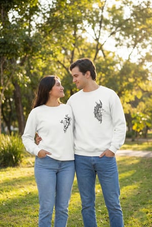 Sevgililer Günü Baskılı Oversize Bisiklet Yaka Sweatshirt - Beyaz