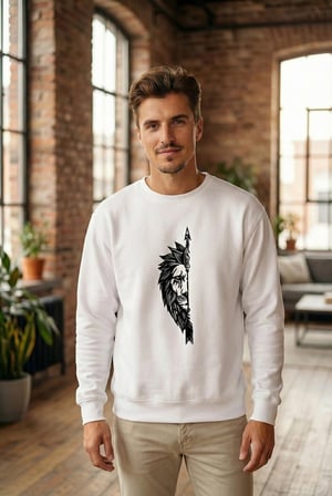 Oversize Bisiklet Yaka Sevgililer Günü Baskılı Sweatshirt - Beyaz