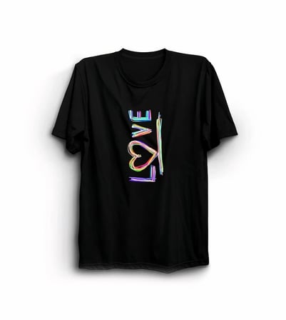 14 Şubat Sevgililer Günü Love Baskılı Oversize Bisiklet Yaka T-shirt - Siyah