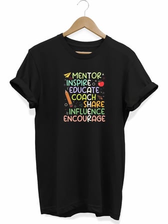 24 Kasım Öğretmenler Günü Hediye Temalı Oversize Bisiklet Yaka T-shirt - Siyah