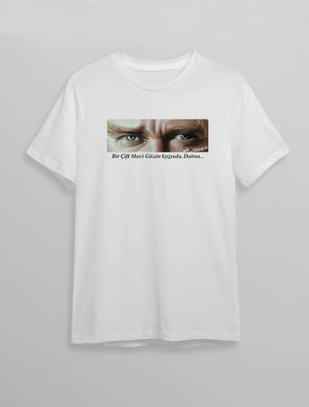 10 Kasım Atatürk'ü Anma Günü Baskılı Oversize Bisiklet Yaka T-shirt - Beyaz