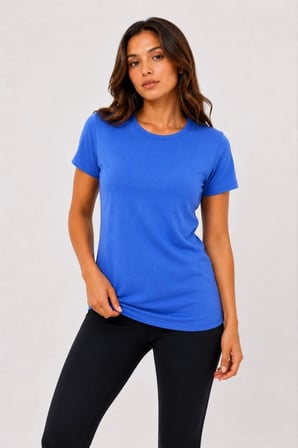 Kadın 3’lü Kısa Kollu Bisiklet Yaka Basic Slim Fit T-Shirt - Kırmızı - Mavi - Turuncu