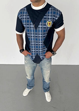 Unisex Bisiklet Yaka Baskılı Oversize T-Shirt - Siyah