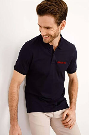 Yakası Düğmeli Yakalı Pike Baskılı T-Shirt - Beyaz