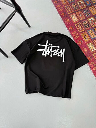 Erkek Baskılı Oversize T-shirt - Siyah
