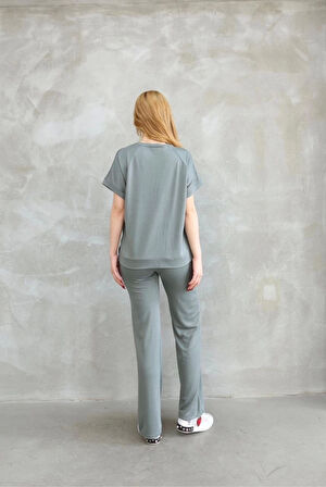 Osy Modal Yumuşak dokulu Kumaş Bisiklet Yaka Kısa Kollu Takım - Mint Yeşili