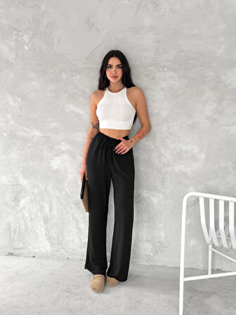 Ayrobin Oversize Kadın Pantalon - Siyah