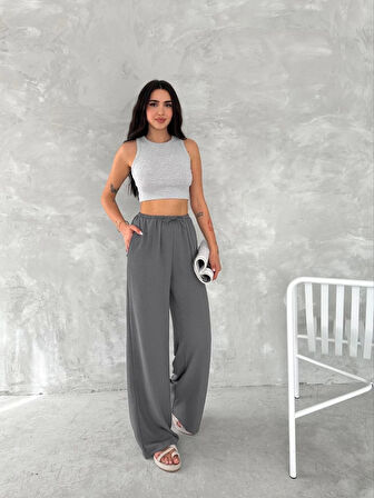 Ayrobin Oversize Kadın Pantalon - Füme