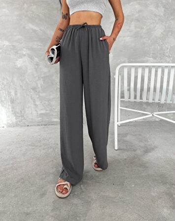 Ayrobin Oversize Kadın Pantalon - Füme