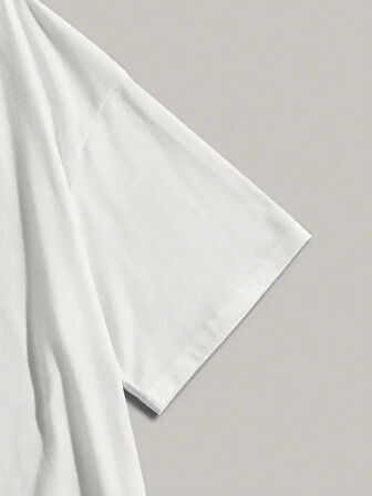 20/1 Penye Compack Dark Angel Baskılı Oversize Kısa Kol Yazlık T-shirt- Beyaz