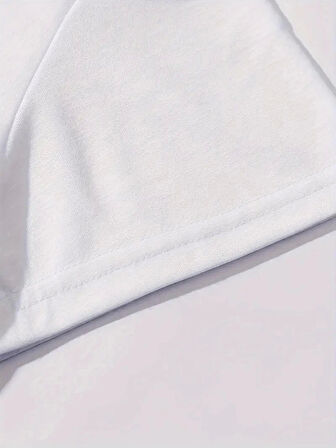 Brooklyn Harf Baskılı Düşük Omuzlu T-shirt, Rahat Kısa Kollu Bol T-shirt, Kadın Giyim - Beyaz