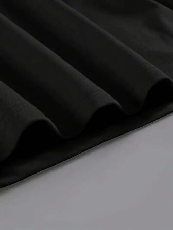 Brooklyn Harf Baskılı Düşük Omuzlu T-shirt, Rahat Kısa Kollu Bol T-shirt, Kadın Giyim - Siyah