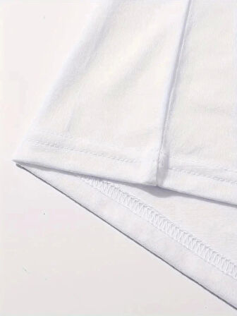 20/1 Penye Compack Baskılı Oversize Kahve Desenli Kadın Kısa Kol T-shirt - Beyaz