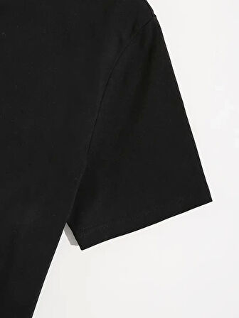 20/1 Penye Compack Shut up Baskılı Oversize Bisiklet Yaka Kısa Kol T-shirt - Siyah
