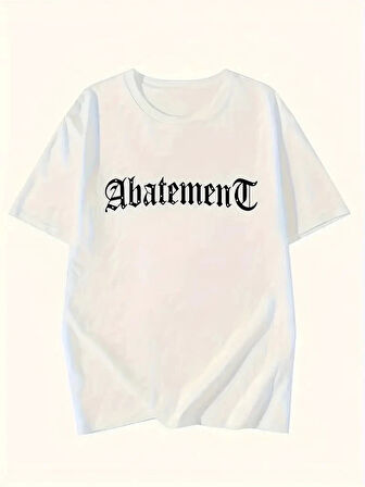 Örümcek Ağı Desenli Baskılı Oversize Bisiklet Yaka T-shirt  - Beyaz