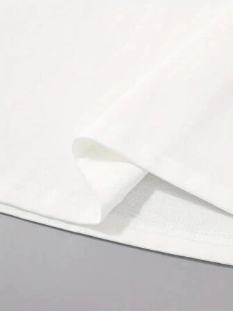 20/1 Penye Compack Palmiye Baskılı Oversize Bisiklet Yaka Kısa Kol T-shirt - Beyaz