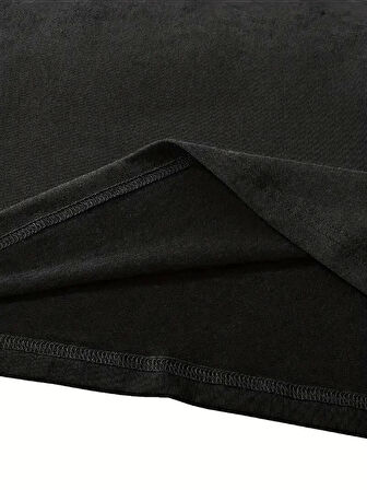 fiyonk Ön Arka baskılı siyah oversize unisex Kısa Kol t-shirt- Siyah