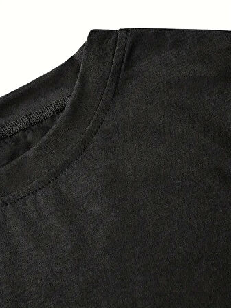 fiyonk Ön Arka baskılı siyah oversize unisex Kısa Kol t-shirt- Siyah