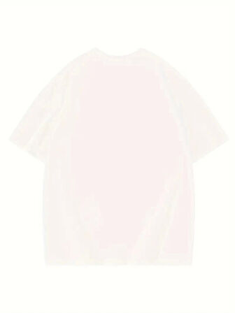 Thousand Ön Arka Baskılı Oversize Bisiklet Yaka T-shirt - Beyaz