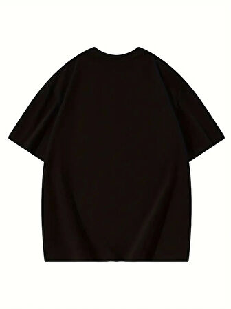 Thousand Ön Arka Baskılı Oversize Bisiklet Yaka T-shirt - Siyah