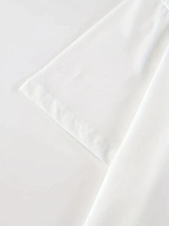 20/1 Penye Compack Baskılı Oversize Kısa Kol Bisiklet Yaka T-shirt - Beyaz