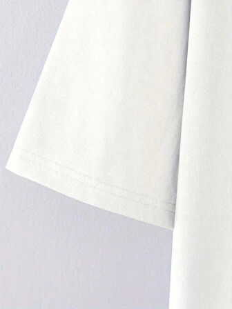 No Risk No Story Baskılı Oversize Bisiklet Yaka T-shirt - Beyaz