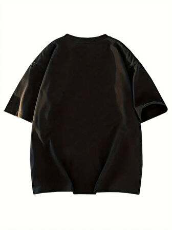 Kadın Eğlenceli Harf NY Baskılı Bisiklet Yaka Tişört - Rahat Polyester, Makinede Yıkanabilir - Yaz ve Fitness için Mükemmel, Yuvarlak Yaka - Siyah