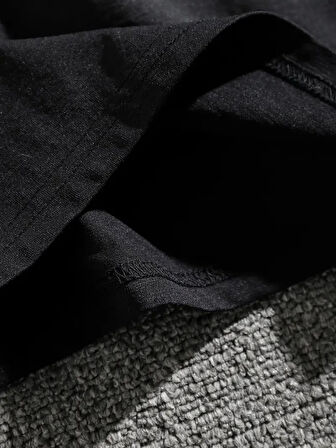 Erkek Dağ Grafikli Tişört, Yaz için Büyük Beden Rahat T-shirt - Siyah