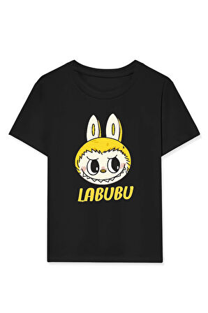 Kız Labubu Çocuk Baskılı T-Shirt - Siyah