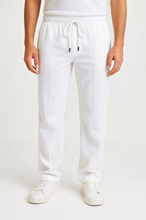 Erkek Keten Pantolon – Cepli, Beli Lastikli ve Bağcıklı, Nefes Alan Rahat Kalıp, Yazlık ve Baharlık Günlük Giyim, Şık & Konforlu Boru Paça Model - Beyaz