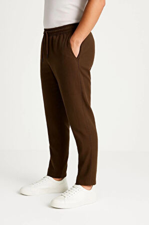 Erkek Keten Pantolon – Cepli, Beli Lastikli ve Bağcıklı, Nefes Alan Rahat Kalıp, Yazlık ve Baharlık Günlük Giyim, Şık & Konforlu Boru Paça Model - Kahverengi