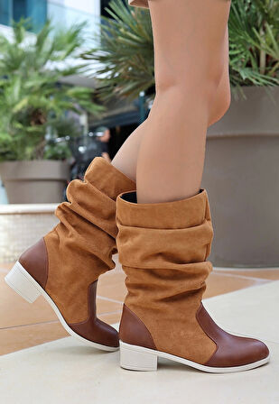 Jolin Taba Cilt Süet Detaylı Çizme