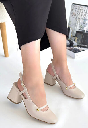 Jecci Bej Cilt Topuklu Ayakkabı