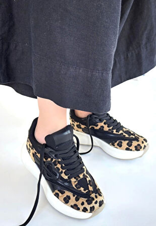 Mark Leopar Süet Bağcıklı Spor Ayakkabı
