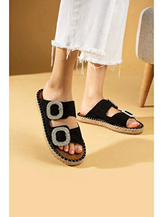 Hertas Siyah Nubuk Tokalı Terlik