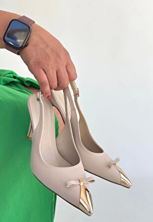 Joye Bej Cilt Topuklu Ayakkabı