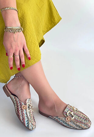 Yenda Renkli Dokumalı Terlik