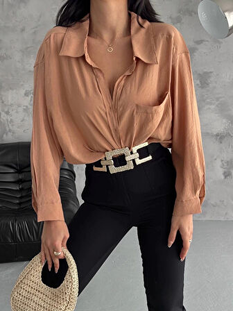 Modal oversize cepli gömlek